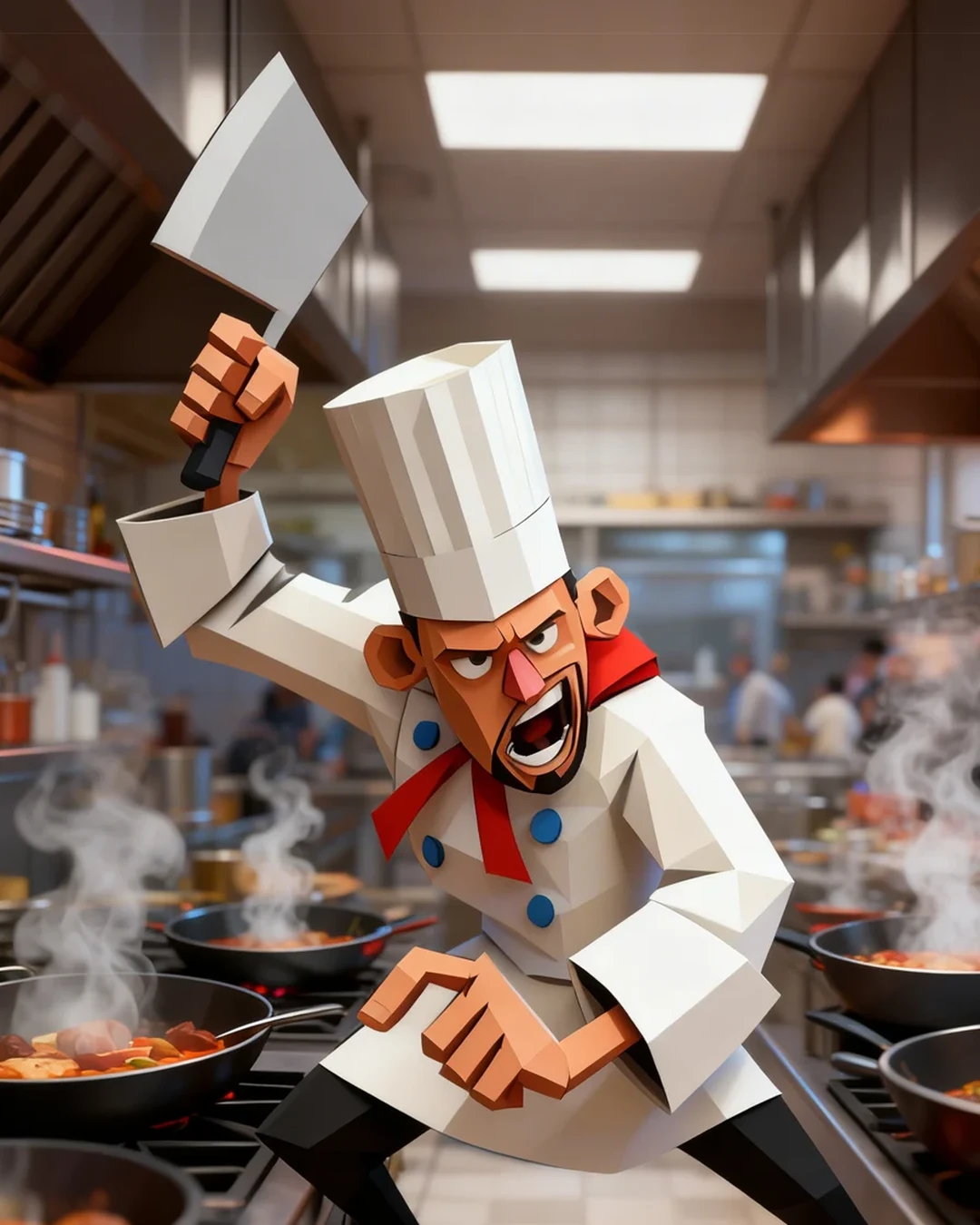 Angry polygonal chef