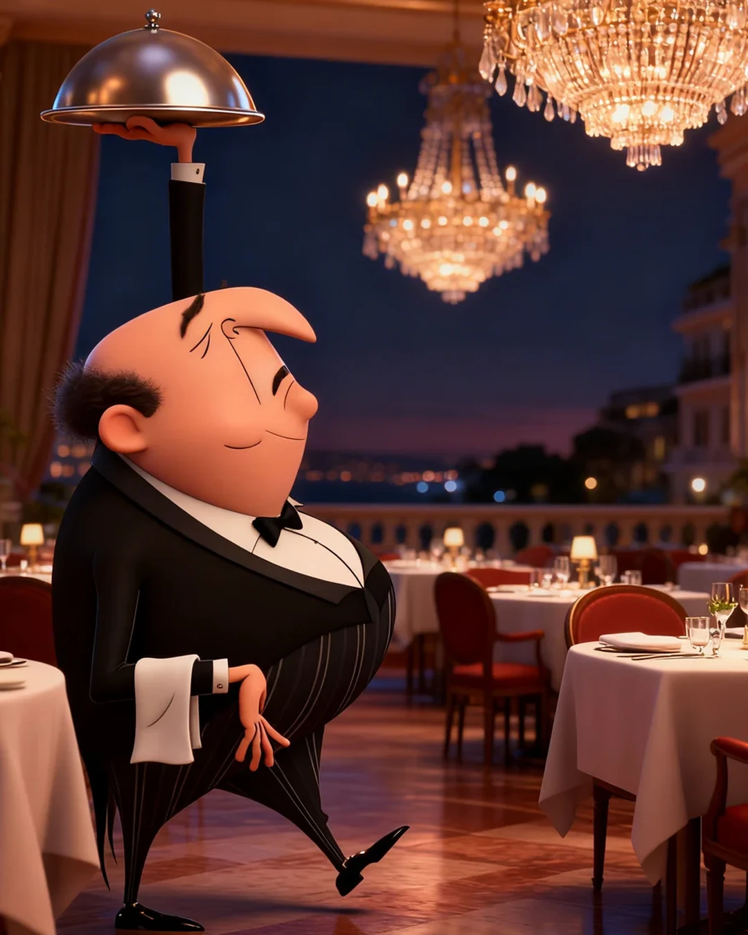 3D maître d' in a luxury restaurant