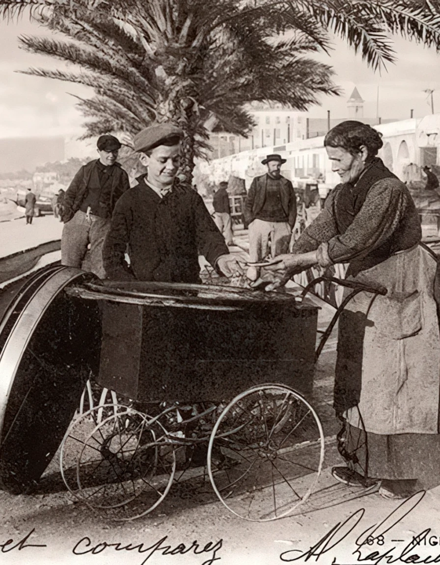 Market vendors, Nice — before restoration